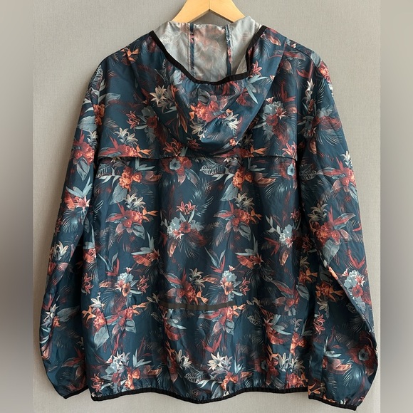 H&M Floral Print Lightweight Windbreaker Running Jacket Hooded Activewear Size L - Picture 3 of 5